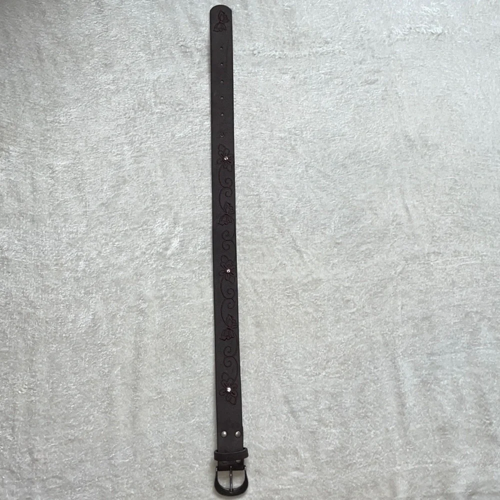 Kids brown suede embellished 25.5” belt